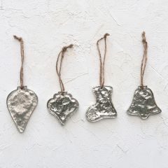 Pressed Mercury Glass Christmas Ornaments Set of 4