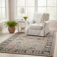 Pretty Florals Grey/Pink Area Rug