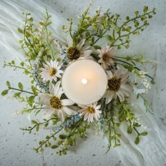Pretty Pale Pink Wildflower Candle Ring