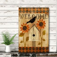 Primitive Crow Welcome Sign Canvas Wall Art