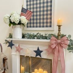 Primitive Patriotic Fabric Star Banner Garland