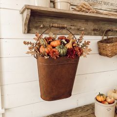 Primitive Rusted Metal Bucket Planter