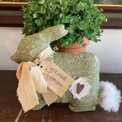 Primitive Springtime Floral Bunny Pillow