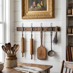 Primitive Wood 4 Hook Coat Rack
