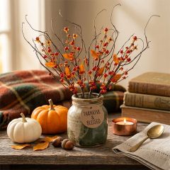 Pumpkin and Berries Vine Floral Pick Set of 4