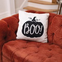 Pumpkin Boo Cotton Throw Pillow