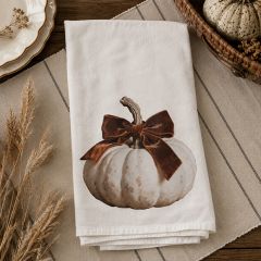 Pumpkin With Velvet Bow Kitchen Towel
