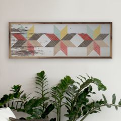 Quilt Pattern Red Blue Yellow Framed Wall Art