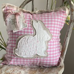 Quilted Bunny Pink and White Gingham Accent Pillow