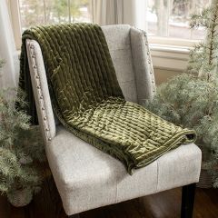 Quilted Dark Green Velvet Throw