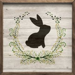 Rabbit Wreath Whitewash Wall Art