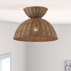 Rattan Canopy Flush Mount Ceiling Light