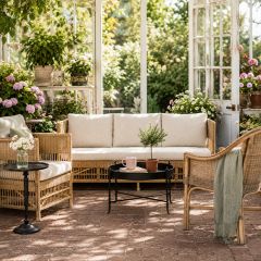 Rattan Frame Cushioned Settee