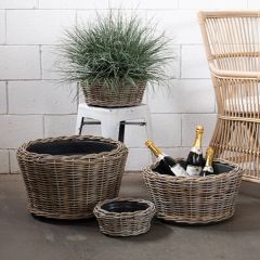 Rattan Planter With Pot Insert Set of 4