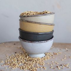 Reactive Glaze Footed Stoneware Bowls Set of 4
