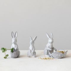 Reactive Glaze Stoneware Rabbit Figurine Standing