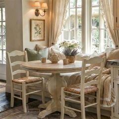 Reclaimed Pine Carved Pedestal Table