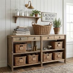 Reclaimed Wood 4 Drawer Sectioned Console