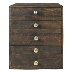 Reclaimed Wood Tabletop 5 Drawer Storage Chest