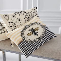 Rectangular Cottage Accent Pillow Bee