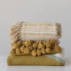 Recycled Cotton Striped Throw Blanket