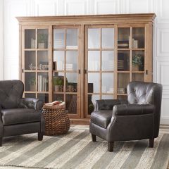 Recycled Wood Sliding Glass Door Display Cabinet