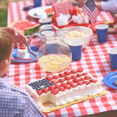 Red and White Classic Buffalo Check Table Cloth