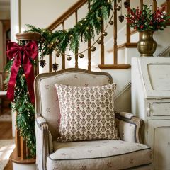 Red Floral Block Accent Pillow