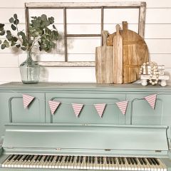 Red Ticking Stripe Pennant Wood Banner