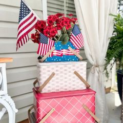 Red White and Blue Picnic Basket Set of 3