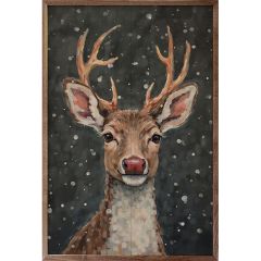 Reindeer With A Red Nose Framed Wall Art