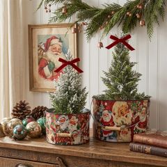Retro Christmas Bucket Set of 2