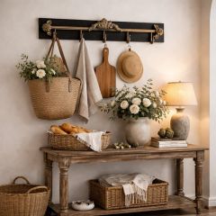 Retro Floral Wall Hook Rack
