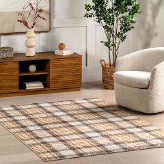 Retro Rustic Plaid Area Rug