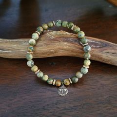 Rhyolite Stone Bracelet With Charm