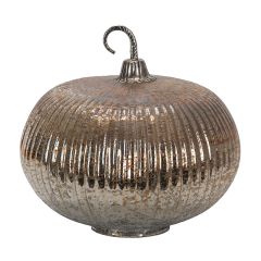 Ribbed Mercury Glass Harvest Pumpkin 7.5 Inch