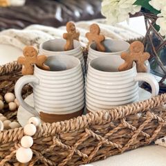 Ribbed Stoneware Mug Set of 4