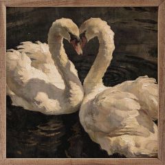 Romantic White Swans On Still Water Framed Wall Art