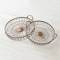 Round Copper Wire Tray Set of 2