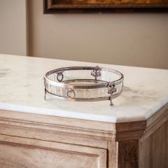 Round Etched Glass Trinket Tray