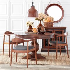 Round Mango Wood Pedestal Dining Table
