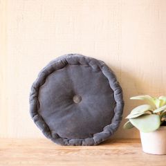 Round Velvet Steel Blue Pillow Cushion