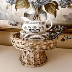 Round Willow Basket Pedestal Riser