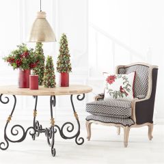 Round Wood And Metal Ornate Dining Table