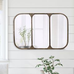 Rounded Edge Brass Wall Mirror