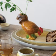 Rowdy Rooster Painted Stoneware Vase