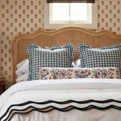 Ruffled Edge Cotton Check Throw Pillow