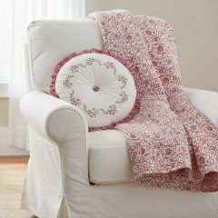 Ruffled Embroidered Floral Print Round Cushion Pillow