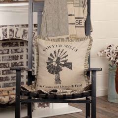 Ruffled Farmhouse Windmill Accent Pillow