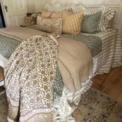 Rust Floral Block Print Quilted Throw